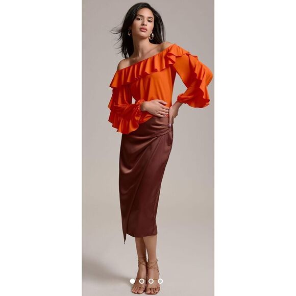 By Anthropologie Off The Shoulder Ruffle Top Red Size XS - Picture 1 of 9